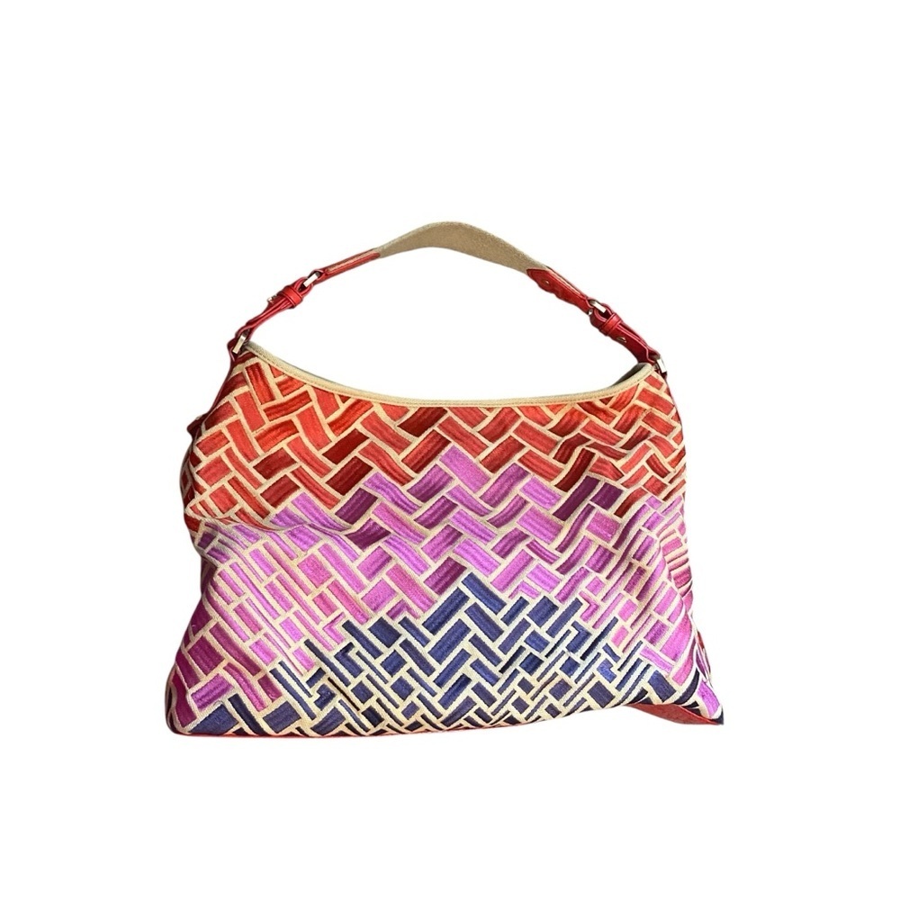 Cole Haan Red Colorful Jacquard Poolside Village Hobo Shoulder Bag